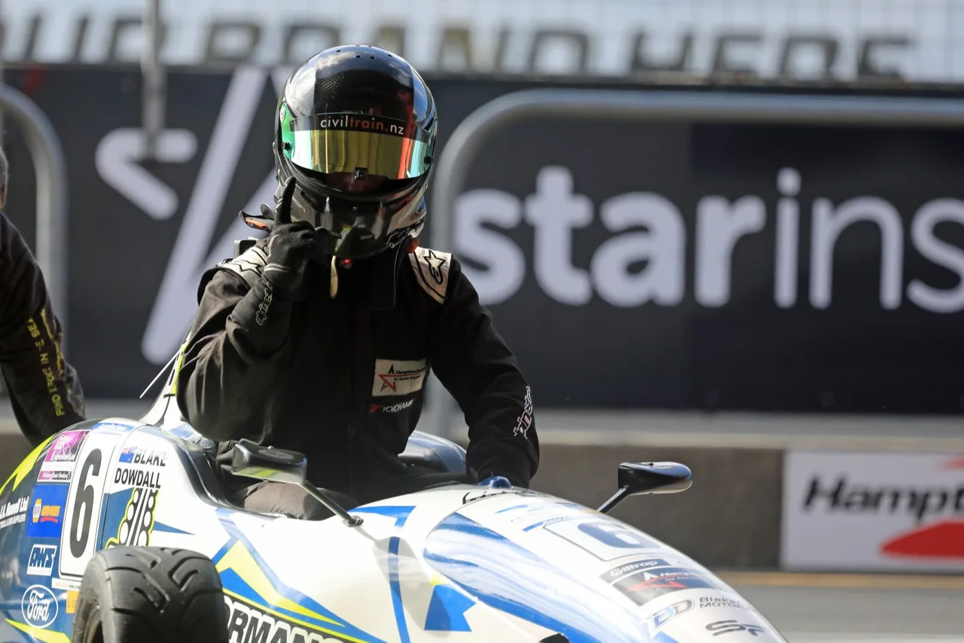 Blake Dowdall in the wet at Hampton Downs