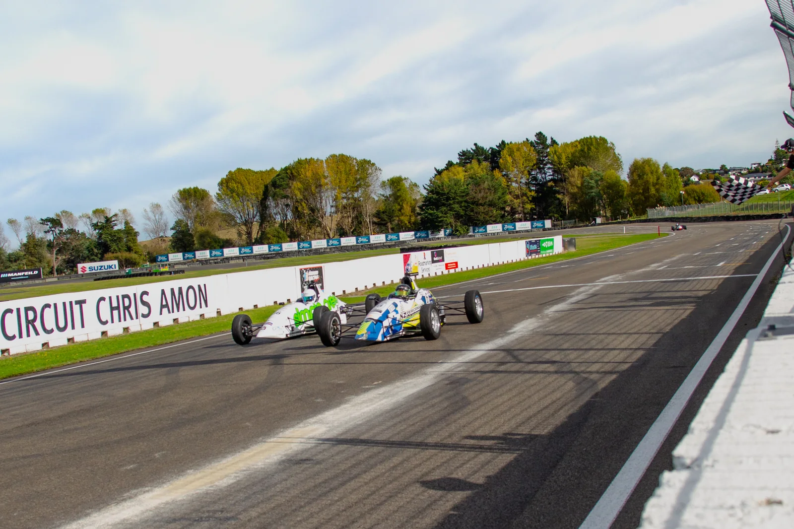 Blake Dowdall battling at Manfeild in the 2025 NZ Formula Ford finale