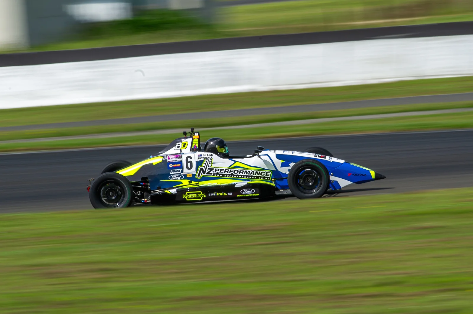 Blake Dowdall's #6 Formula Ford during the 2023-24 North Island Formula Ford Championship.